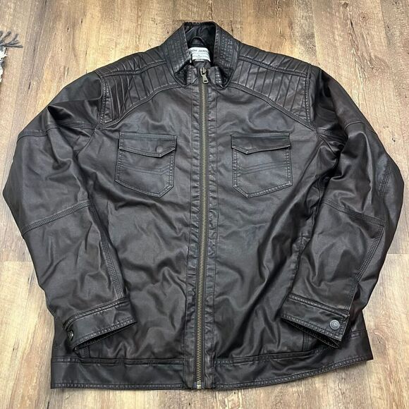 Cody James Leather Moto Distressed Brown Jacket Full Zip Western Men's XL Lined - Picture 1 of 11